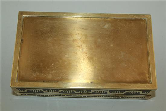 An Erhard & Sohne brass and rosewood rectangular cigarette box, 6.5in.